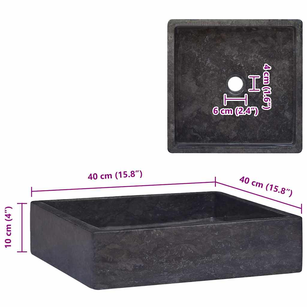 Lavatório 40x40x10 cm mármore preto