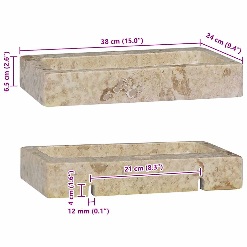 Lavatório de parede 38x24x6,5 cm mármore cor creme