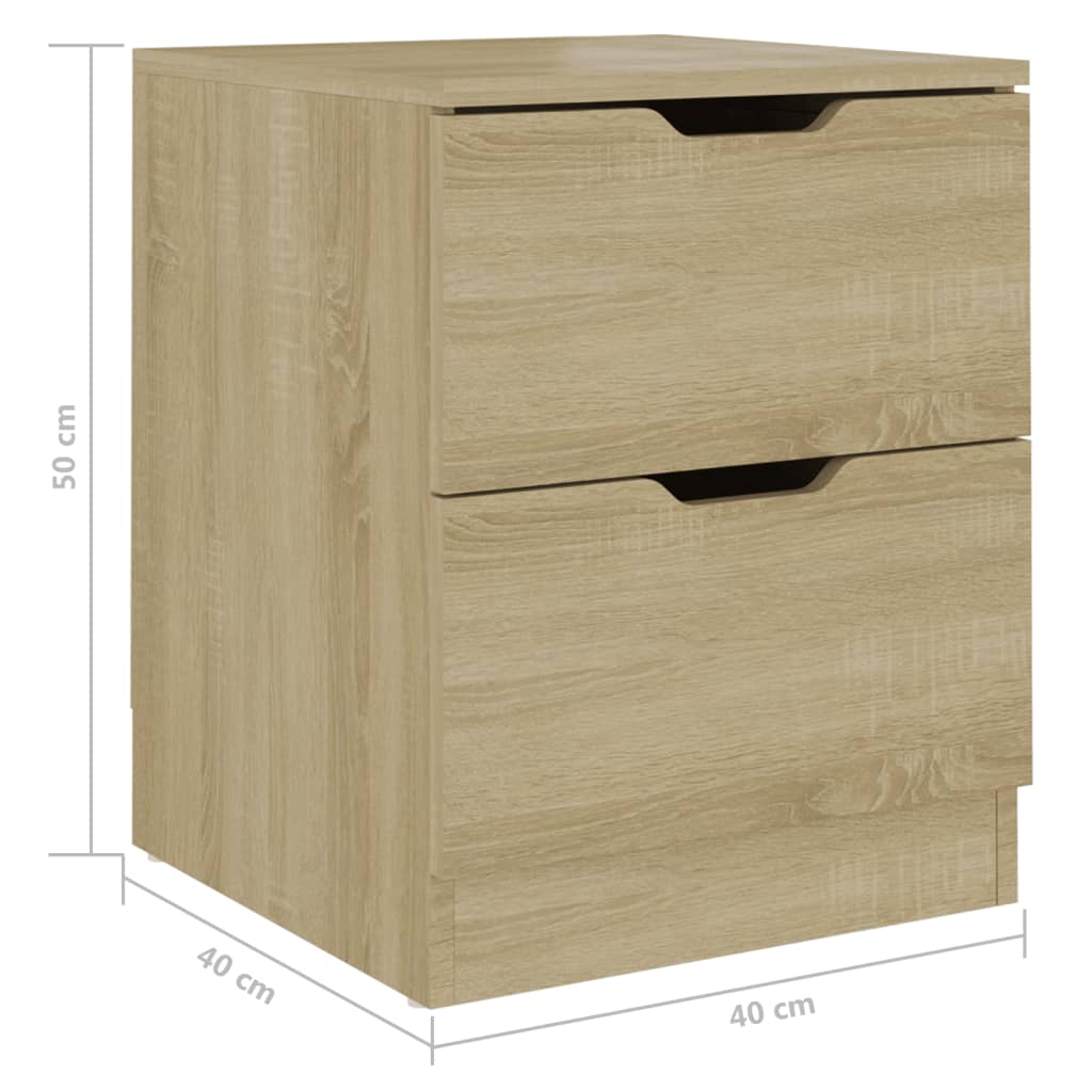 Mesas cabeceira 2pcs 40x40x50cm contraplacado carvalho sonoma