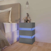 Mesa de cabeceira c/ luzes LED derivados de madeira cinza