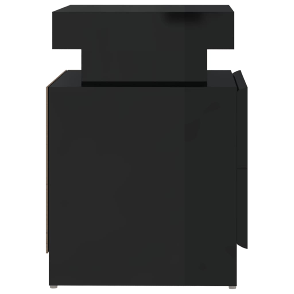 Mesa de cabeceira 40x35x65 cm derivados madeira preto brilhante