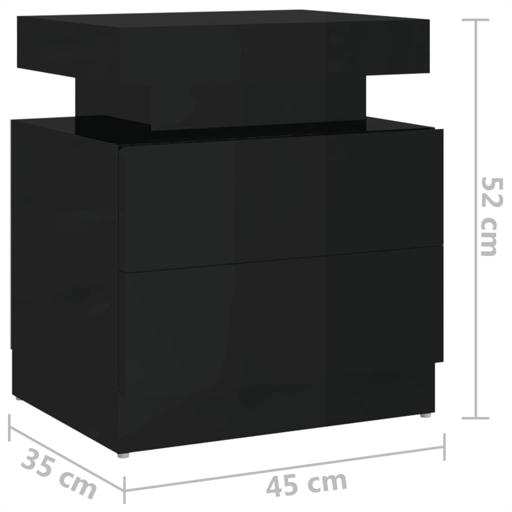 Mesa de cabeceira 40x35x65 cm derivados madeira preto brilhante