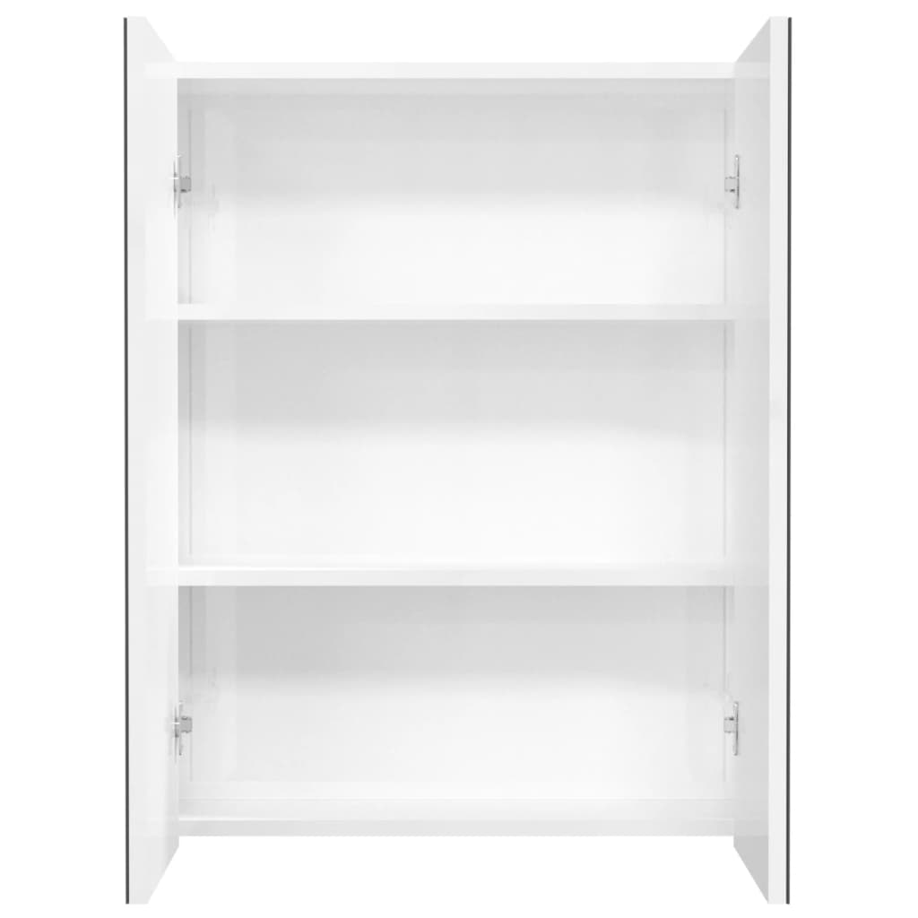 Armário espelhado p/ casa banho 60x15x75cm MDF branco brilhante