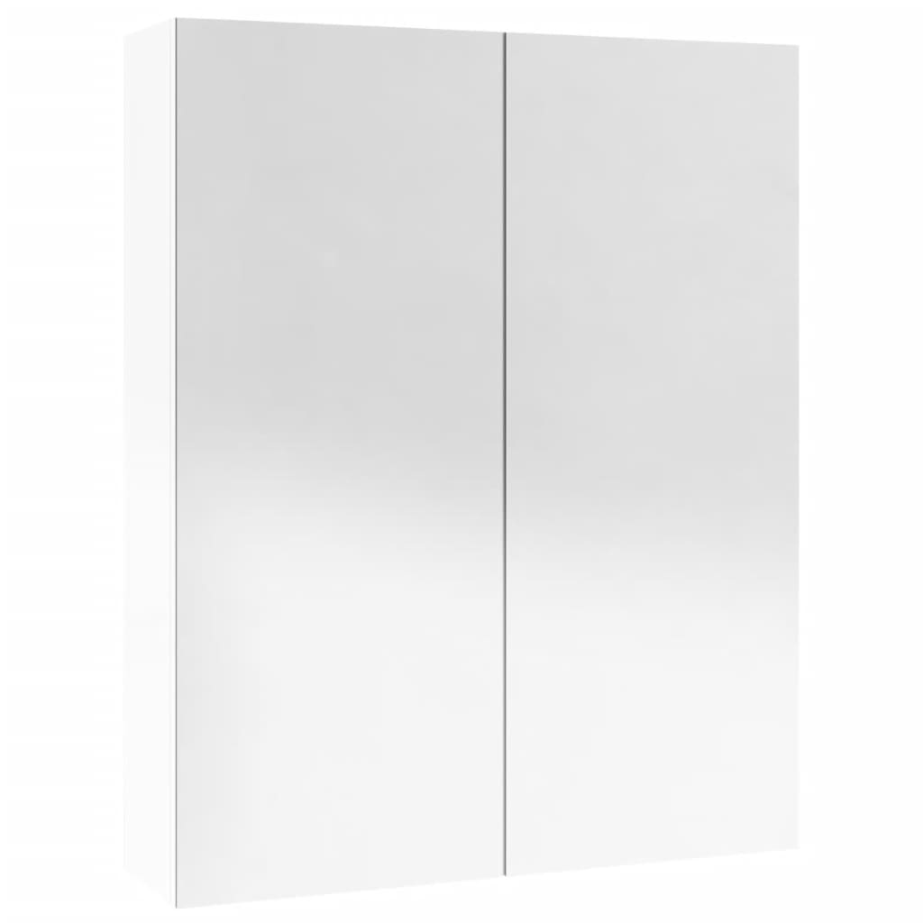 Armário espelhado p/ casa banho 60x15x75cm MDF branco brilhante