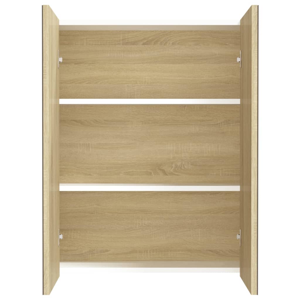 Armário espelhado p/ casa banho 60x15x75 cm MDF branco/carvalho