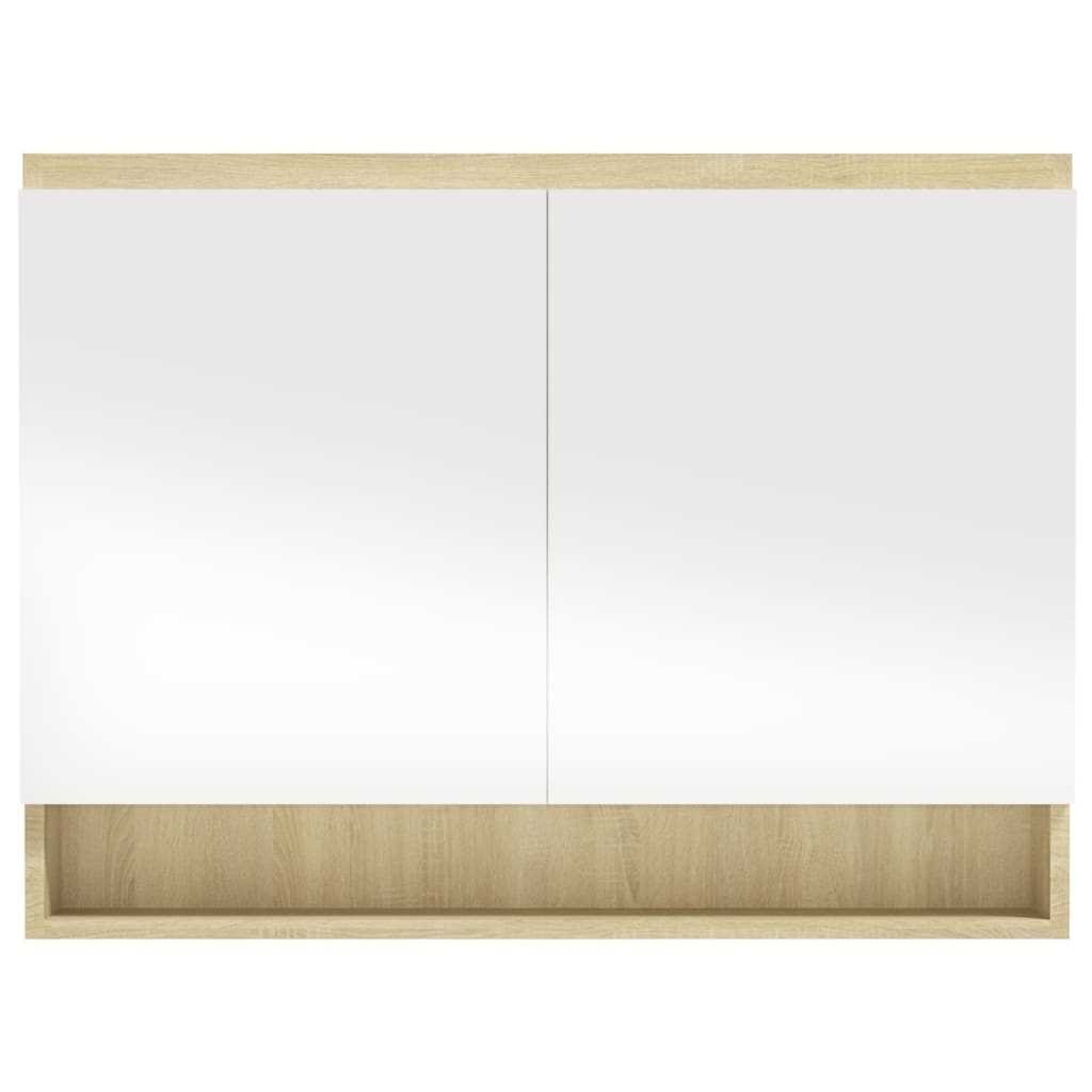 Armário espelhado p/ casa banho 80x15x60 cm MDF branco/carvalho