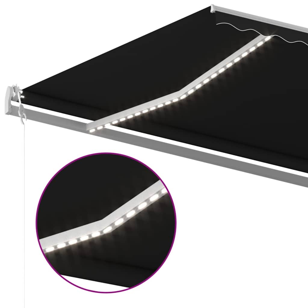 Toldo automático com LED e sensor de vento 600x300 cm antracite
