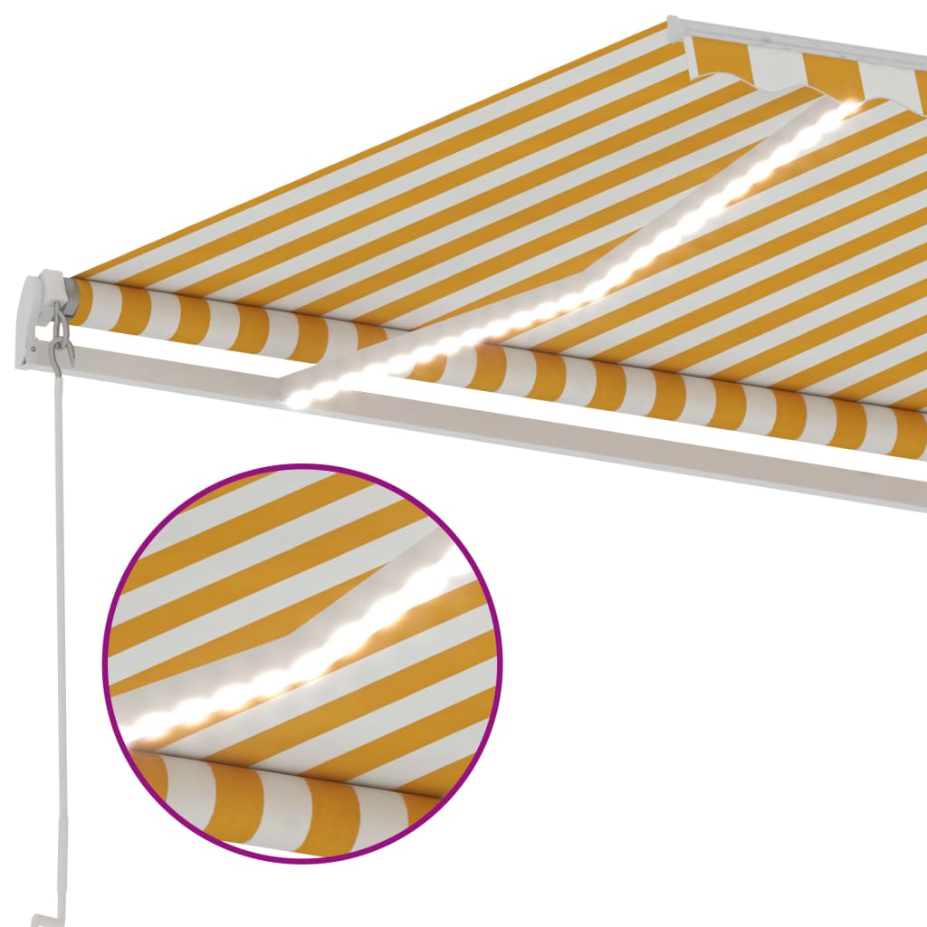 Toldo retrátil manual com LED 300x250 cm amarelo e branco