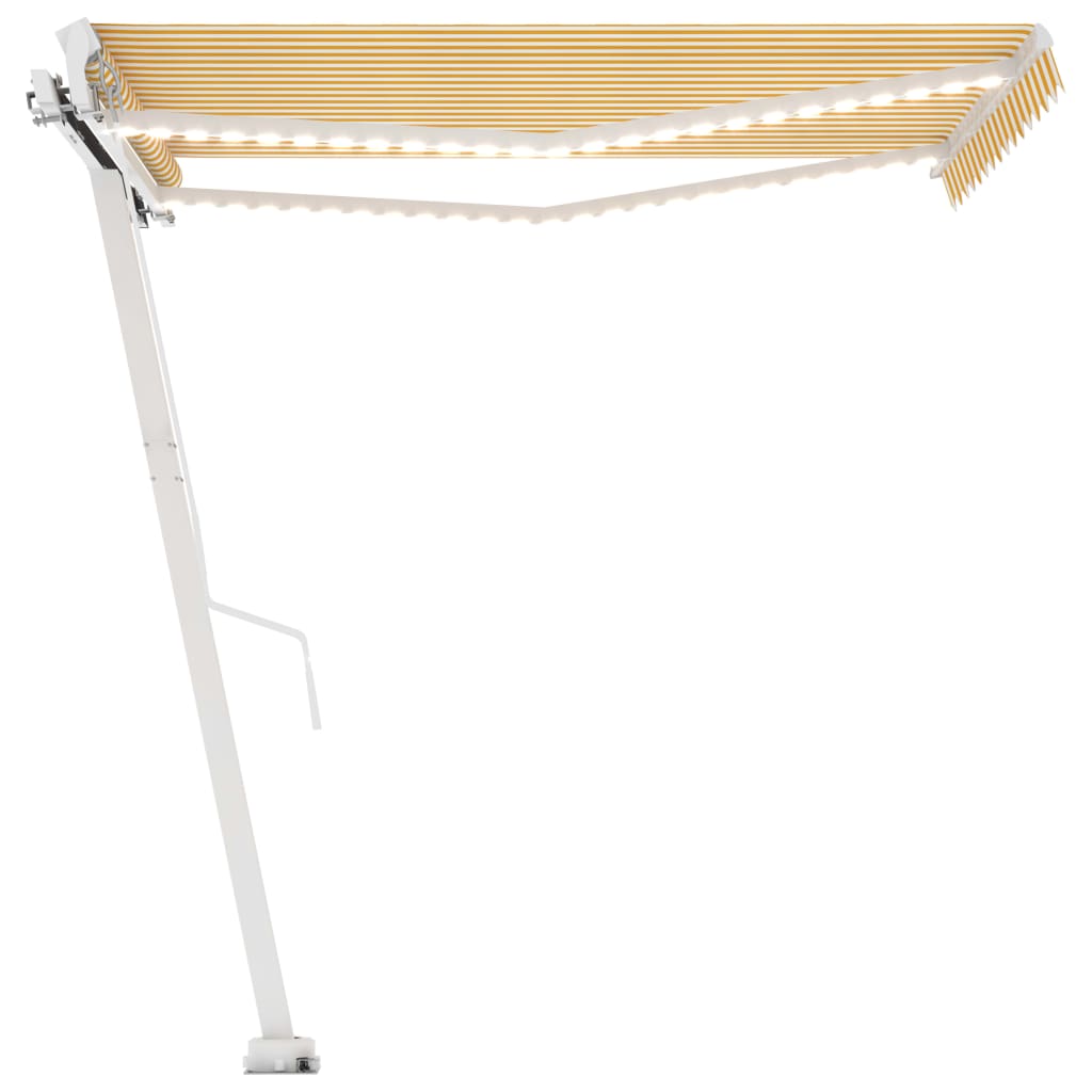 Toldo retrátil manual com LED 300x250 cm amarelo e branco