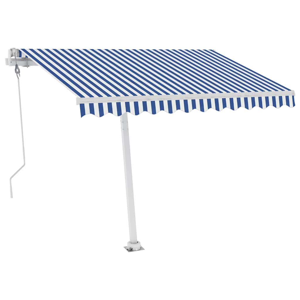 Toldo automático independente 300x250 cm azul e branco