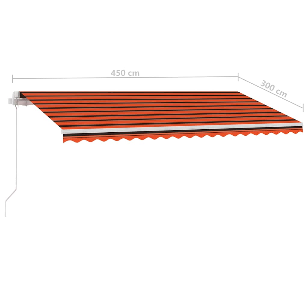 Toldo retrátil manual independente 450x300cm laranja e castanho