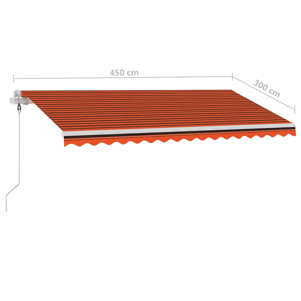 Toldo automático independente 450x300 cm laranja e castanho