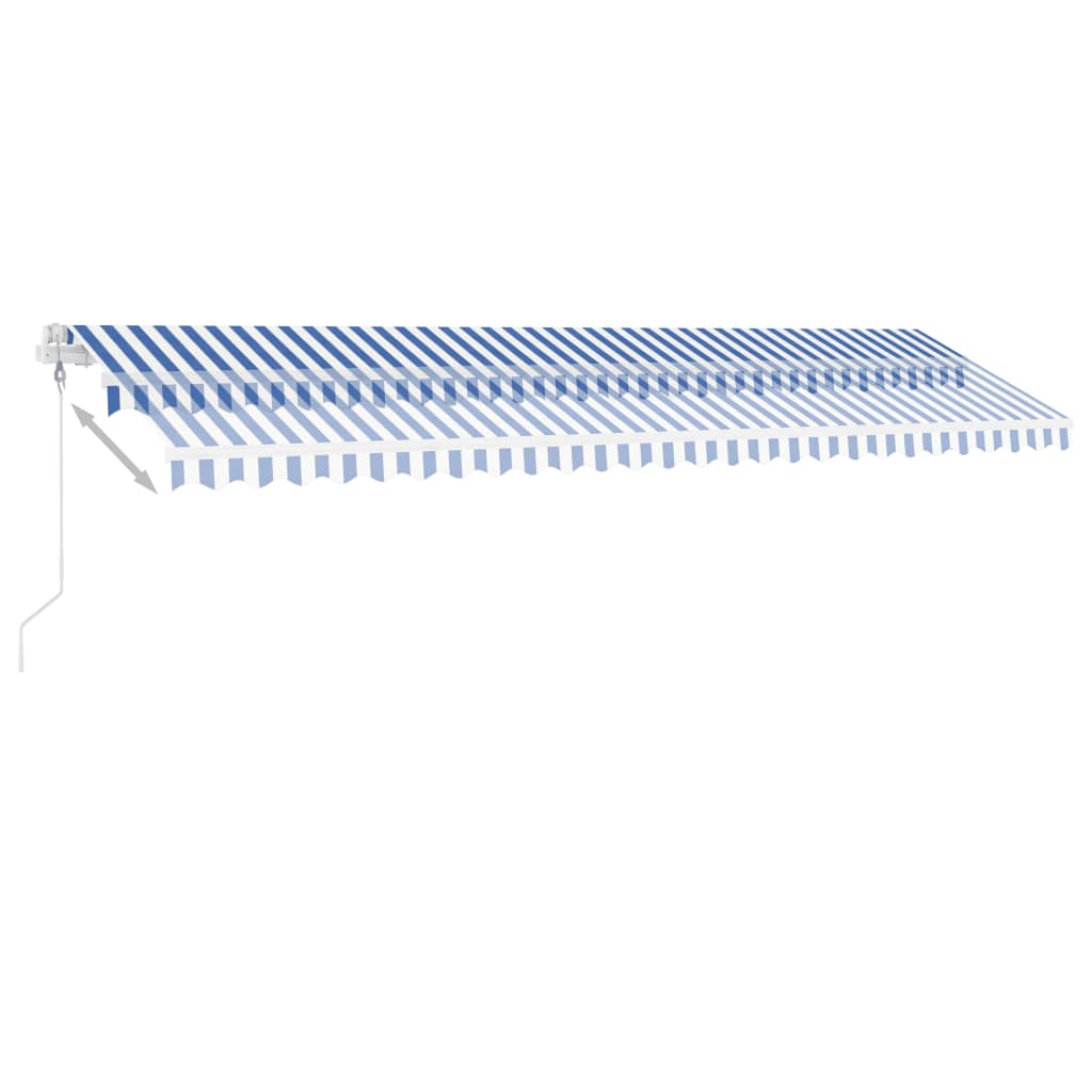 Toldo automático LED e sensor de vento 600x300 cm azul e branco