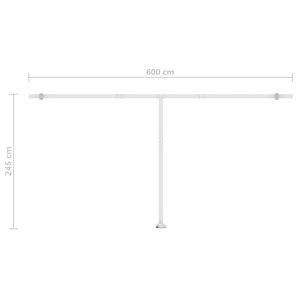 Toldo retrátil manual com LED 600x350 cm azul e branco