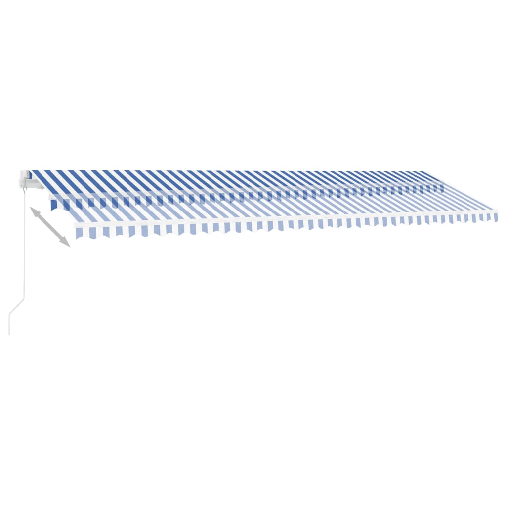 Toldo retrátil manual com LED 600x350 cm azul e branco