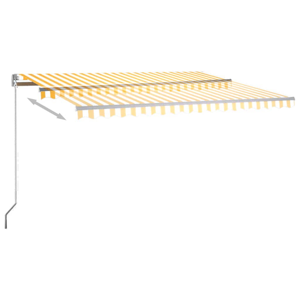 Toldo autom. LED e sensor de vento 450x300 cm amarelo/branco