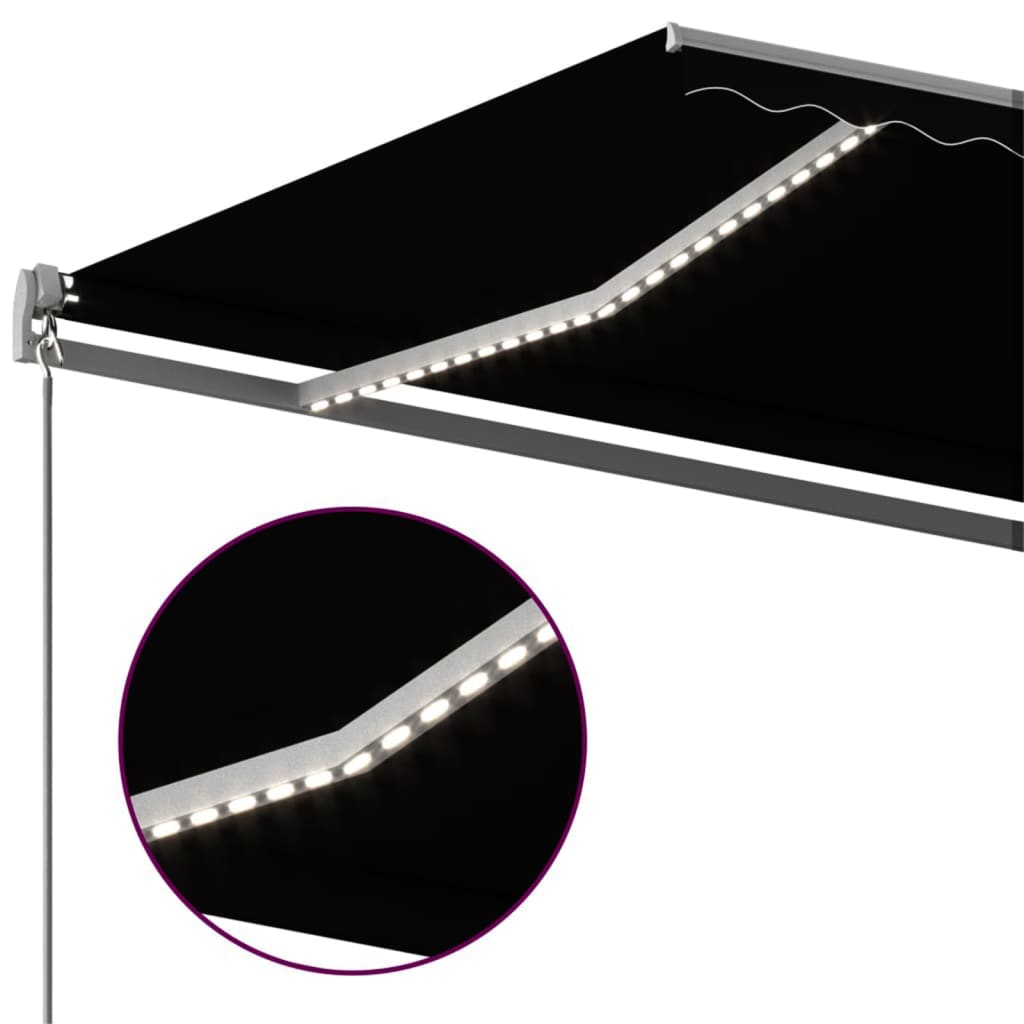 Toldo automático com LED e sensor de vento 400x350 cm antracite