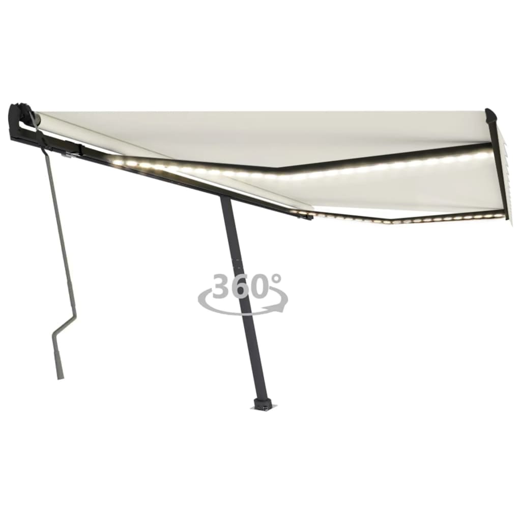 Toldo retrátil manual com LED 450x350 cm cor creme