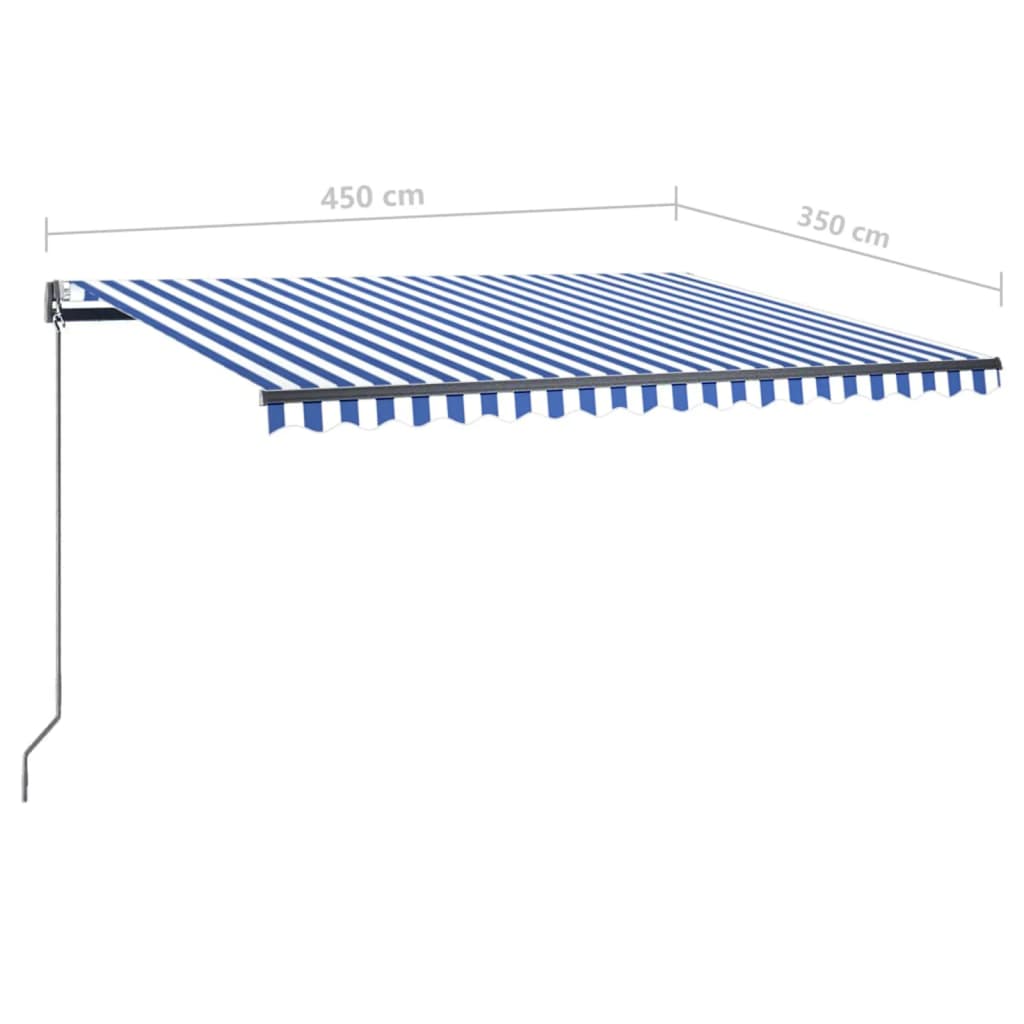 Toldo automático independente 450x350 cm azul e branco