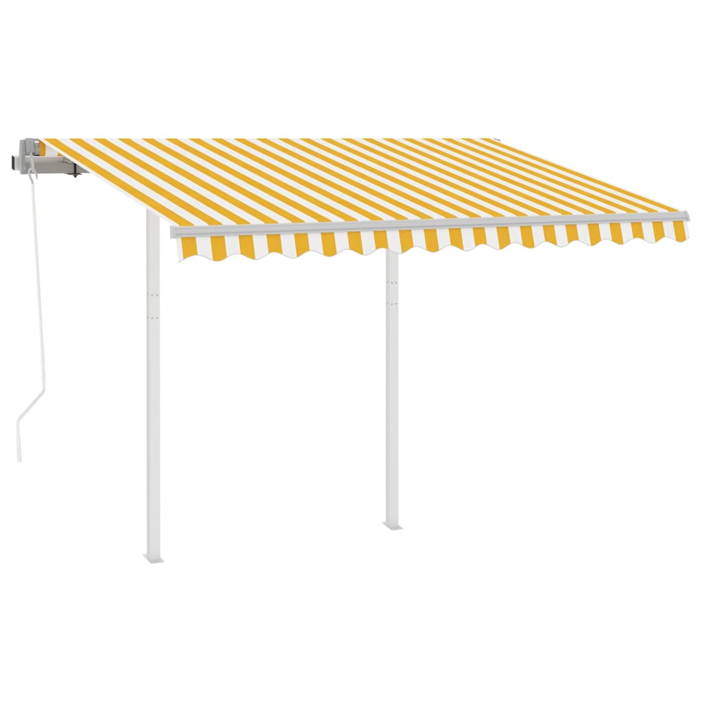 Toldo retrátil automático com postes 3x2,5 m amarelo e branco