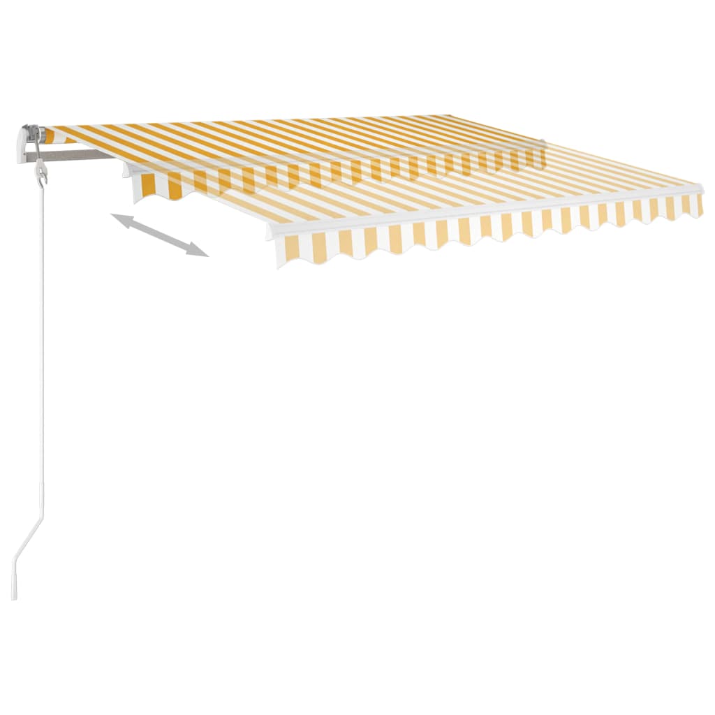 Toldo retrátil automático com postes 3x2,5 m amarelo e branco