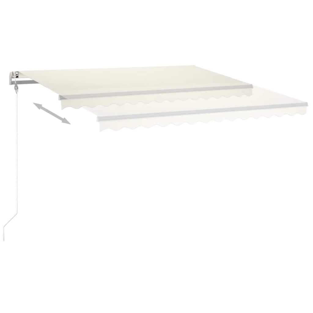Toldo retrátil manual com luzes LED 4x3 m cor creme