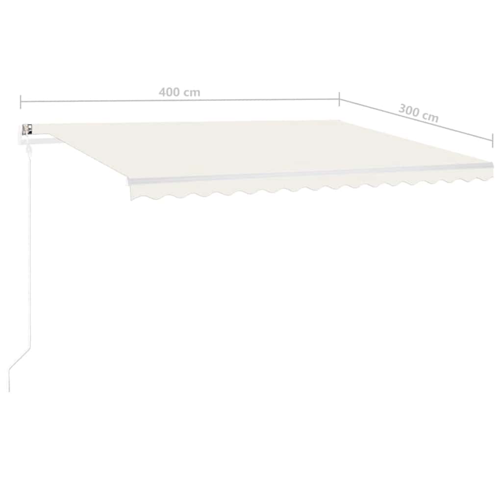 Toldo retrátil manual com luzes LED 4x3 m cor creme