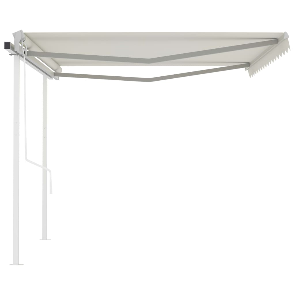 Toldo retrátil automático com postes 4,5x3,5 m cor creme