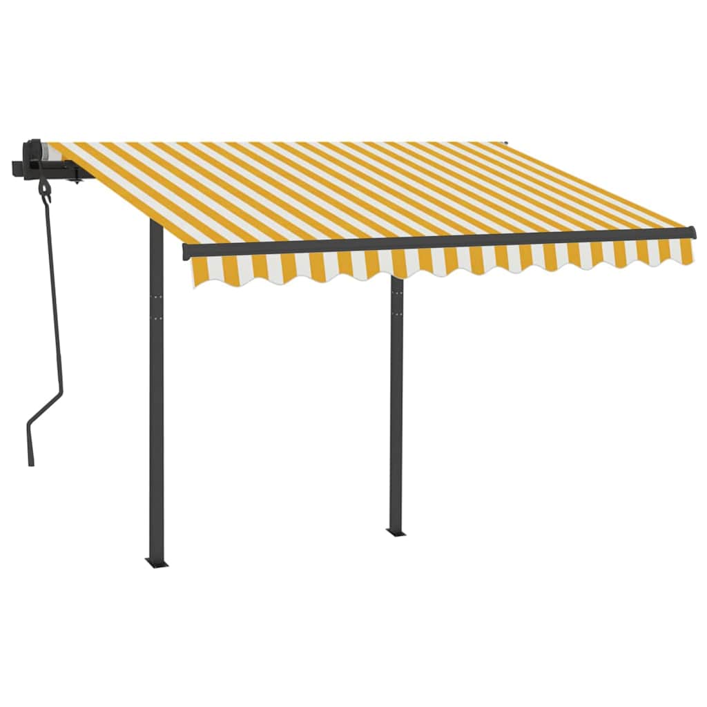Toldo retrátil manual com LED 3,5x2,5 m amarelo e branco
