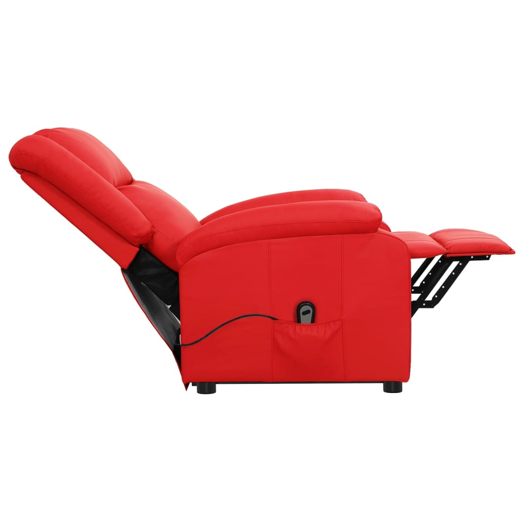 Poltrona elevatória couro artificial vermelho