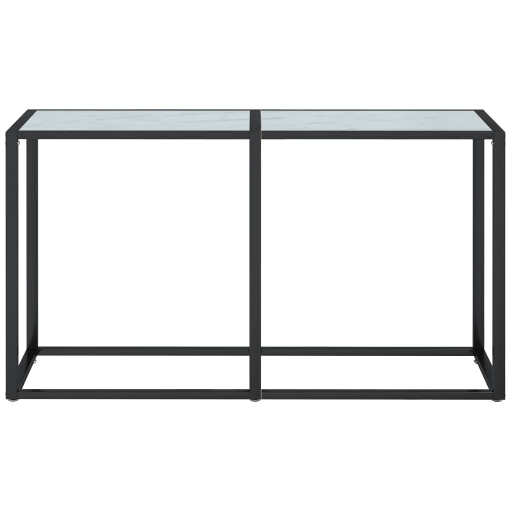 Mesa consola mármore branco 140x35x75,5 cm vidro temperado