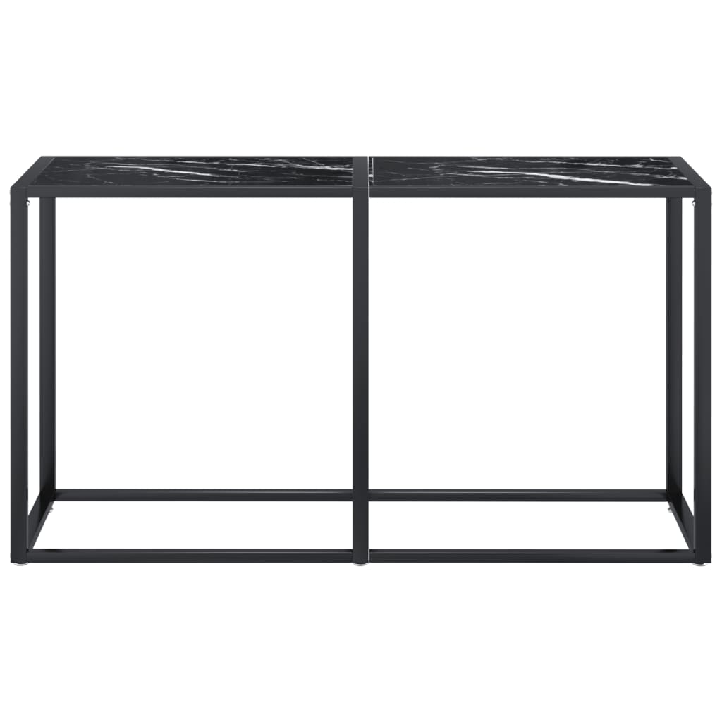 Mesa consola mármore preto 140x35x75,5 cm vidro temperado