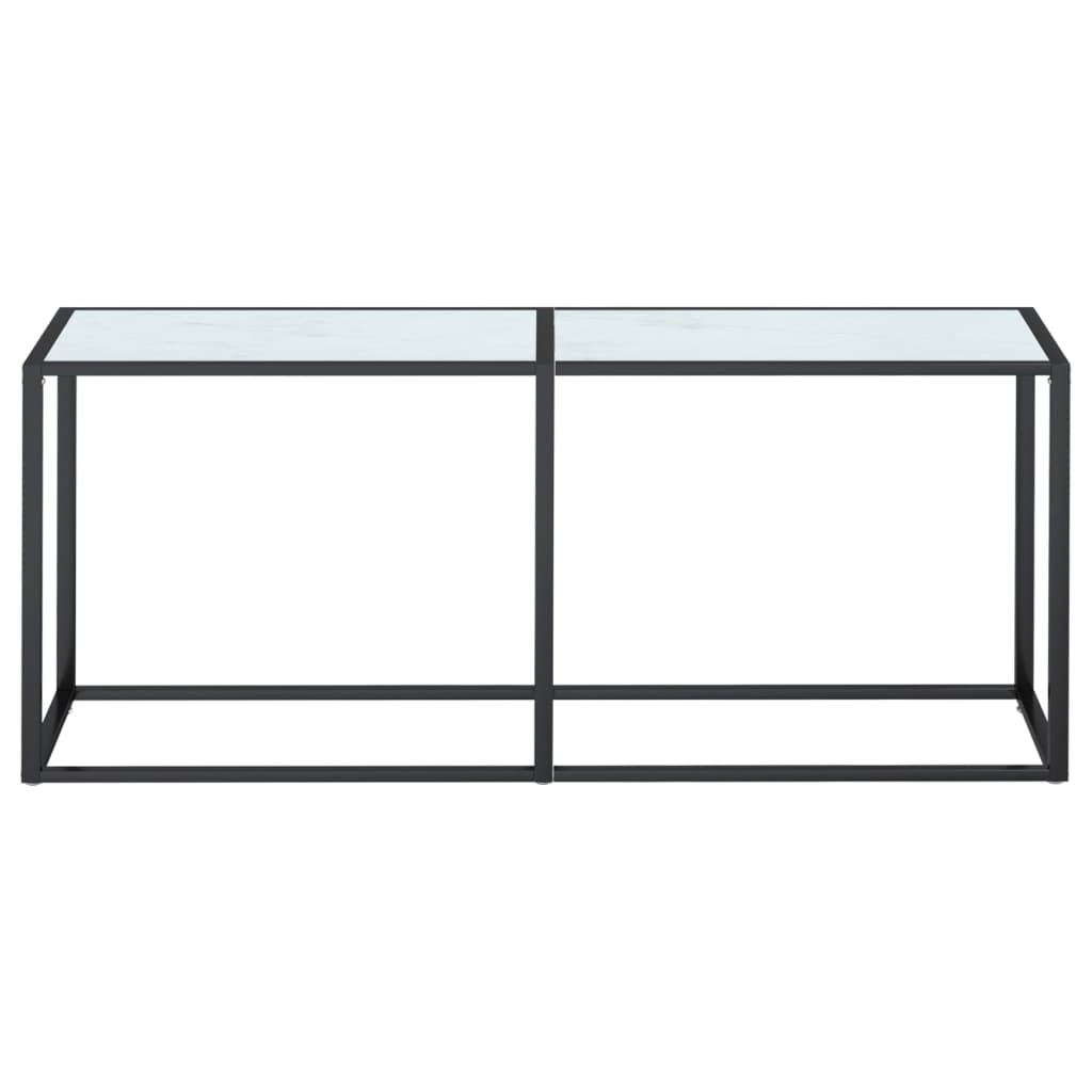 Mesa consola mármore branco 180x35x75,5 cm vidro temperado