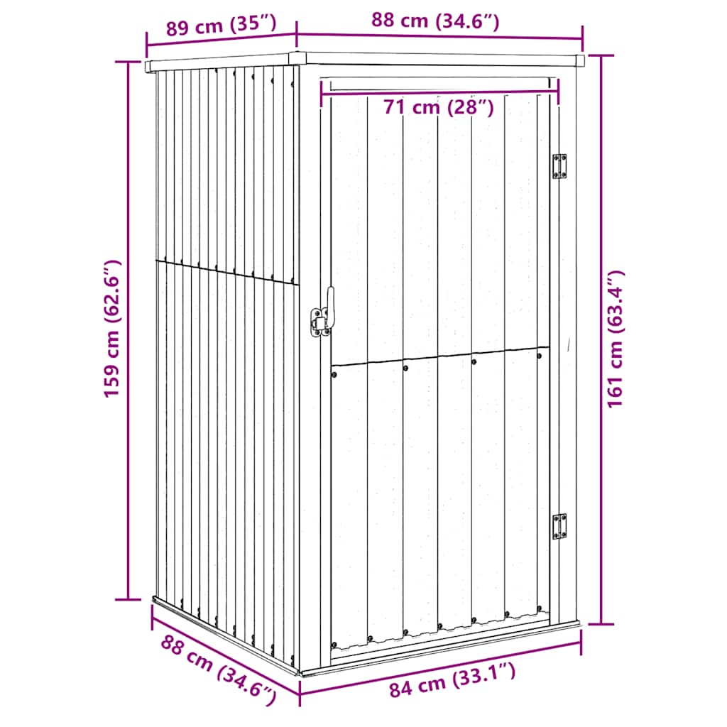 Abrigo p/ ferramentas jardim 88x89x161cm aço galvanizado cinza