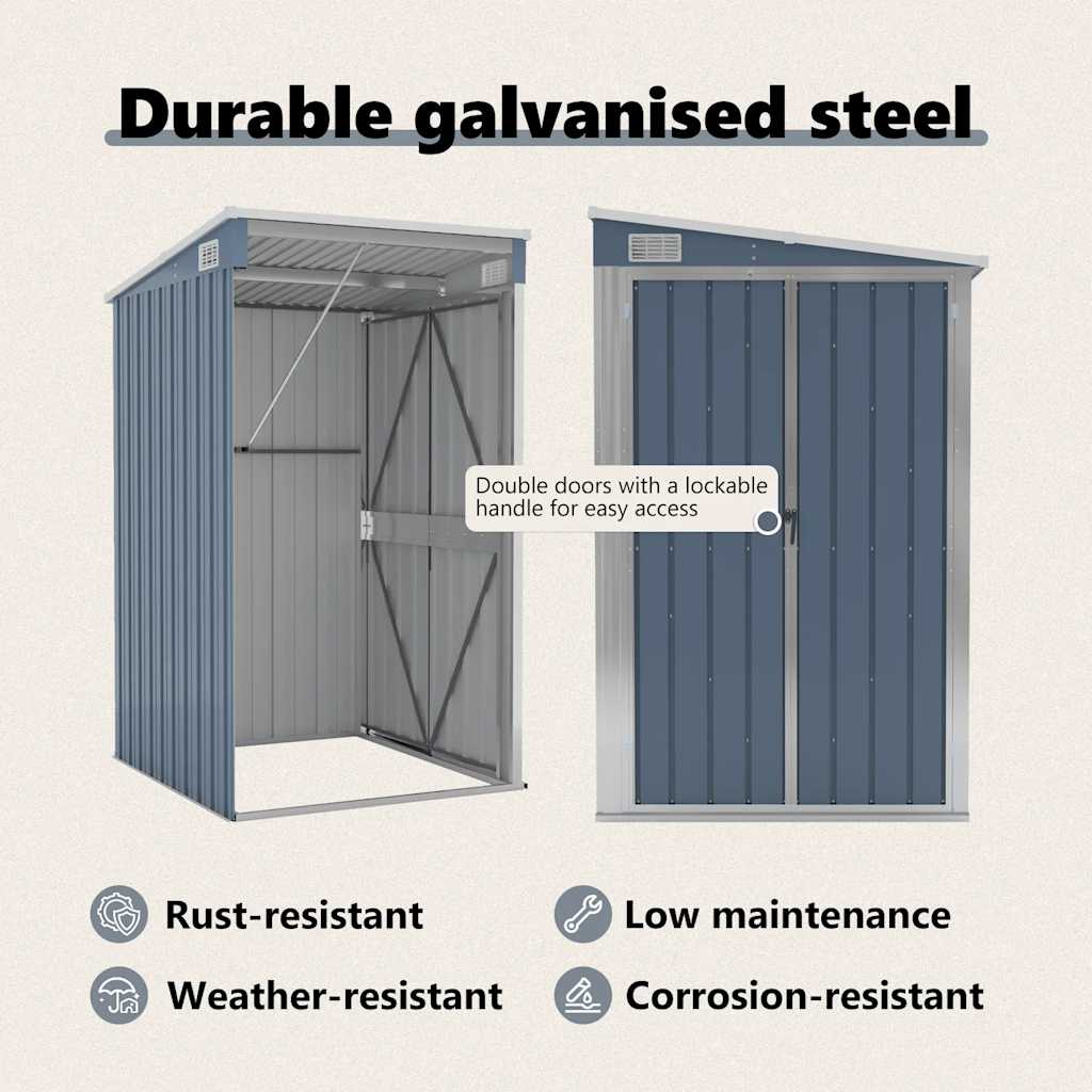 Abrigo suspenso p/ jardim 118x100x178 cm aço galvaniz. cinzento