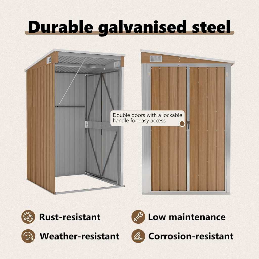 Abrigo suspenso p/ jardim 118x100x178 cm aço galvaniz. castanho