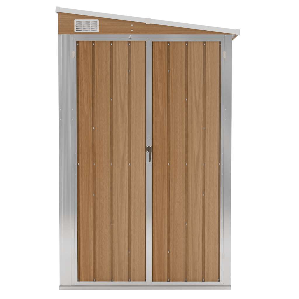 Abrigo de jardim de parede castanho 118x288x178 cm aço galvanizado