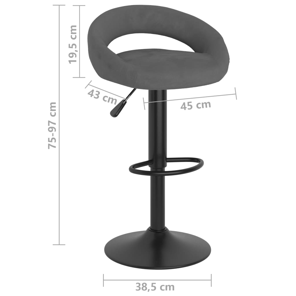 Bancos de bar 2 pcs veludo cinzento-escuro