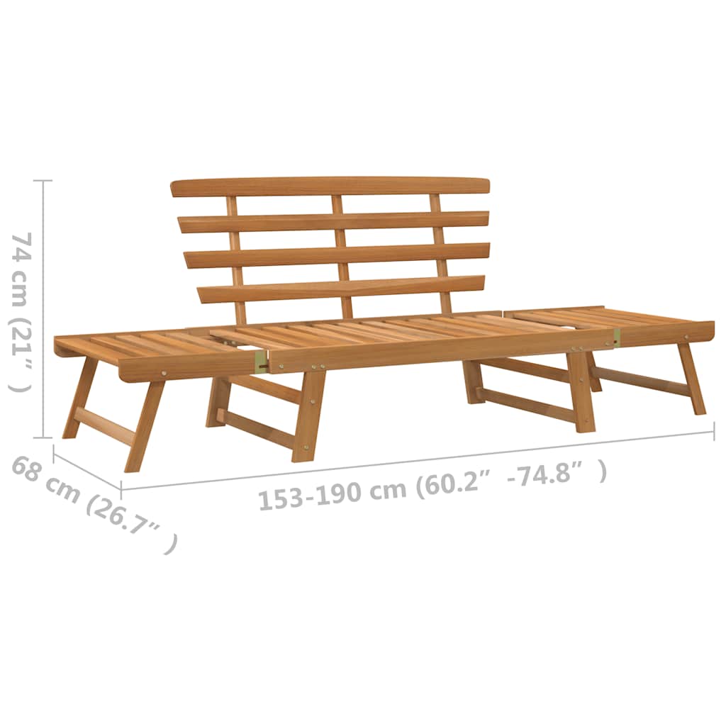 Banco de jardim 2-em-1 190 cm madeira de acácia maciça