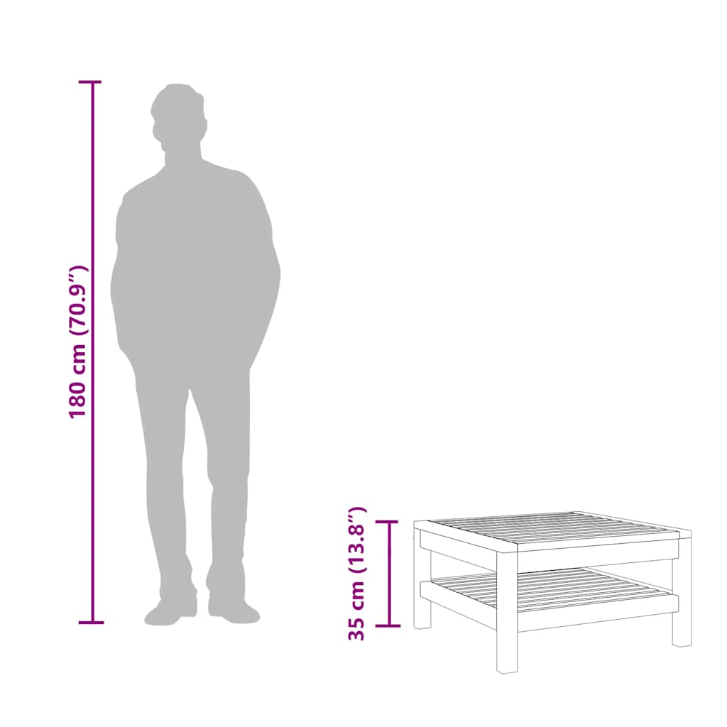 Mesa de centro 65x65x35 cm madeira de acácia maciça