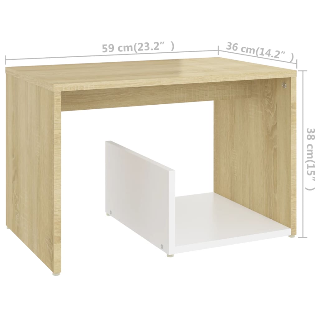 Mesa de apoio derivados de madeira branco/carvalho sonoma