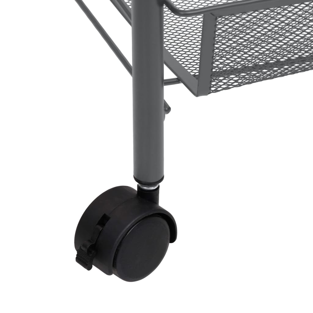 Carrinho de cozinha c/ 3 prateleiras ferro 46x26x64 cm cinzento
