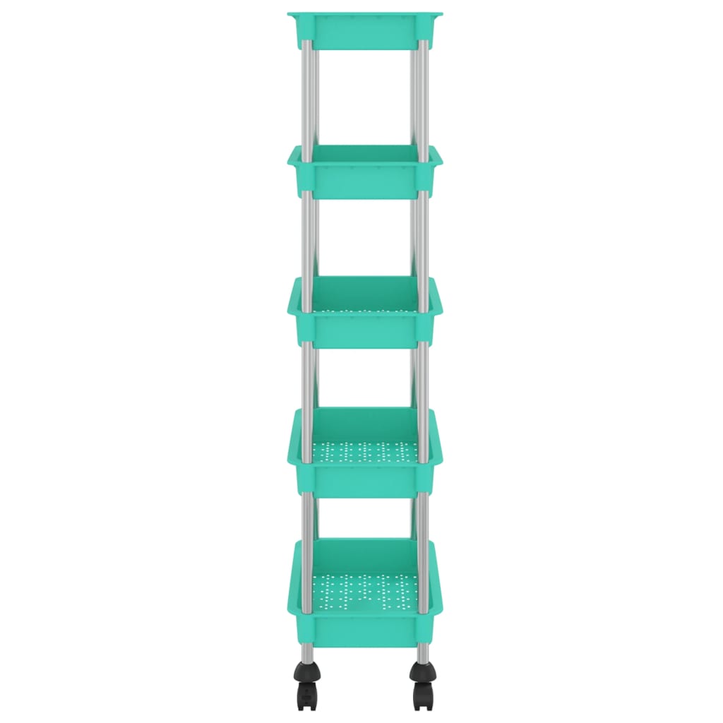 Carrinho cozinha 5 prateleiras ferro/ABS 42x29x128 cm turquesa