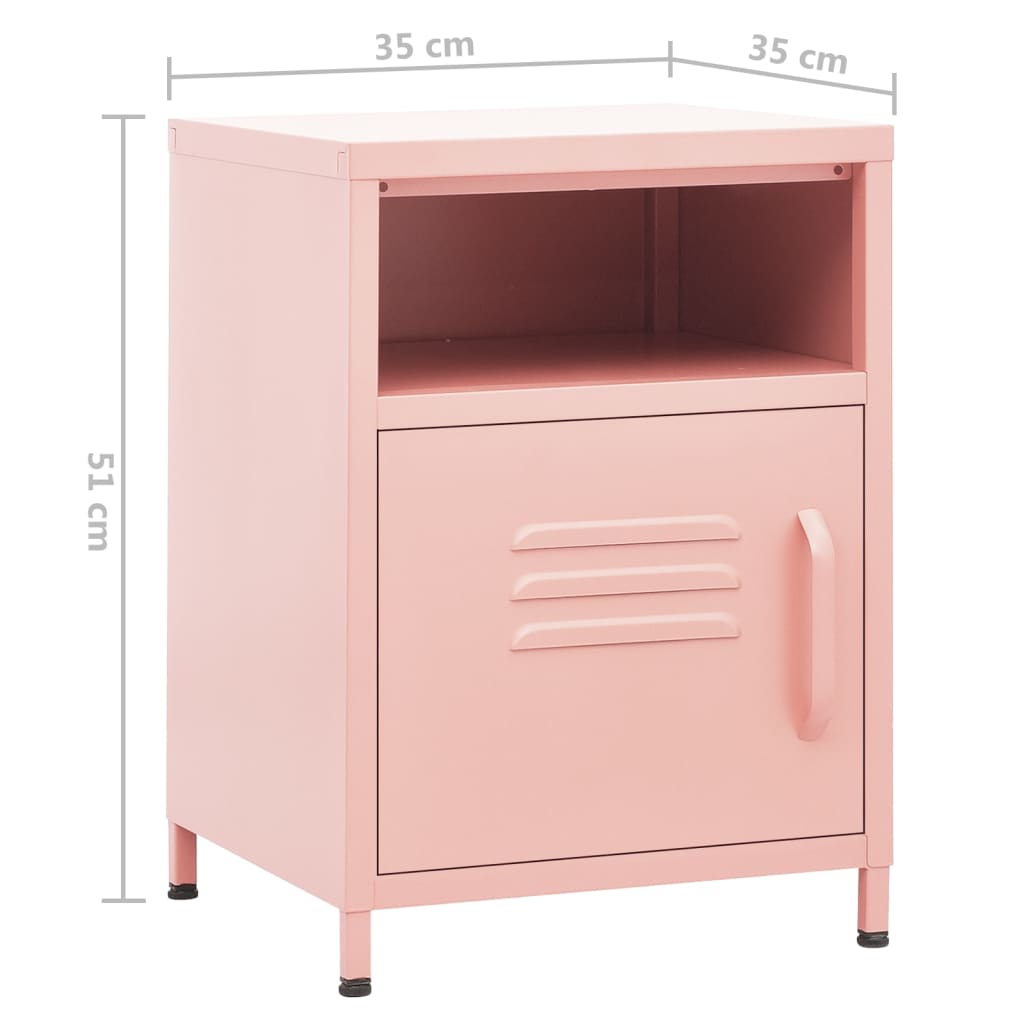 Mesa de cabeceira 35x35x51 cm aço rosa