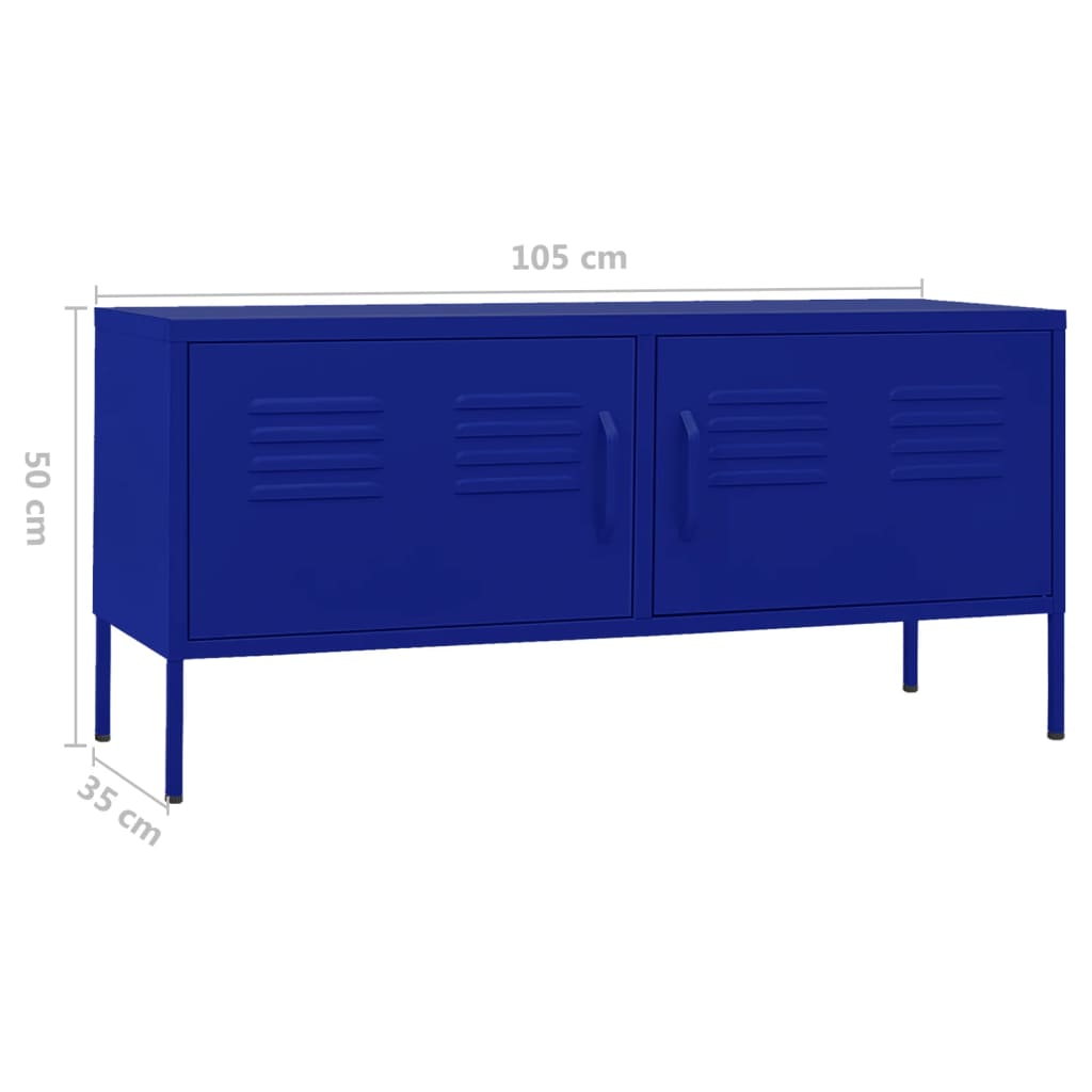 Móvel de TV aço 105x35x50 cm azul-marinho