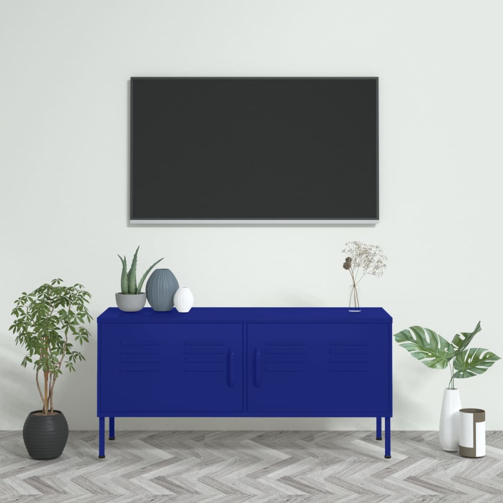 Móvel de TV aço 105x35x50 cm azul-marinho
