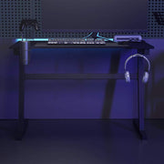 Secretária de gaming c/ luzes LED forma de Z 110x60x75 cm preto
