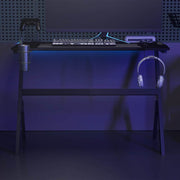 Secretária de gaming c/ luzes LED forma de Y 110x60x75 cm preto