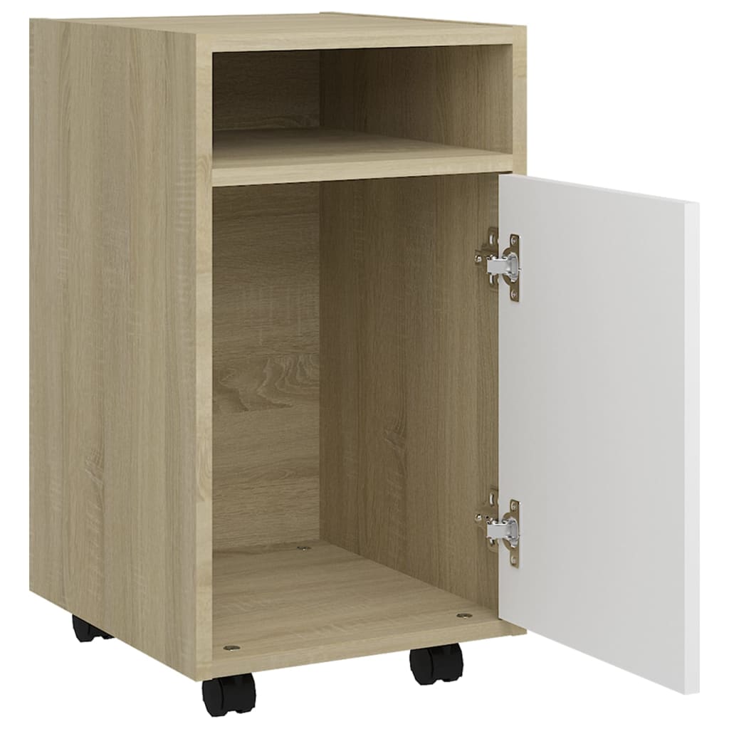 Móvel de apoio com rodas 33x38x60 cm contraplacado branco