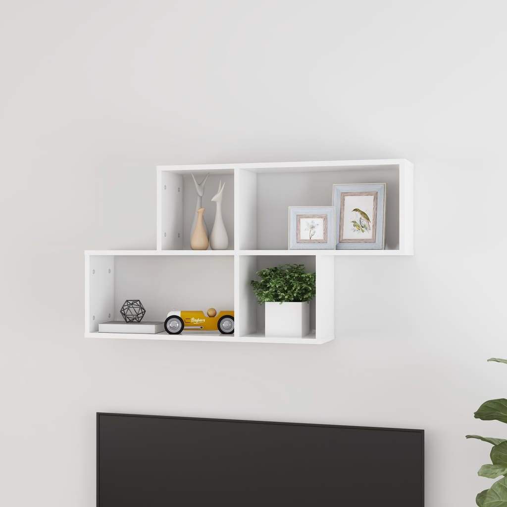 Prateleiras de parede 2 pcs 75x18x20 cm deriv. madeira branco